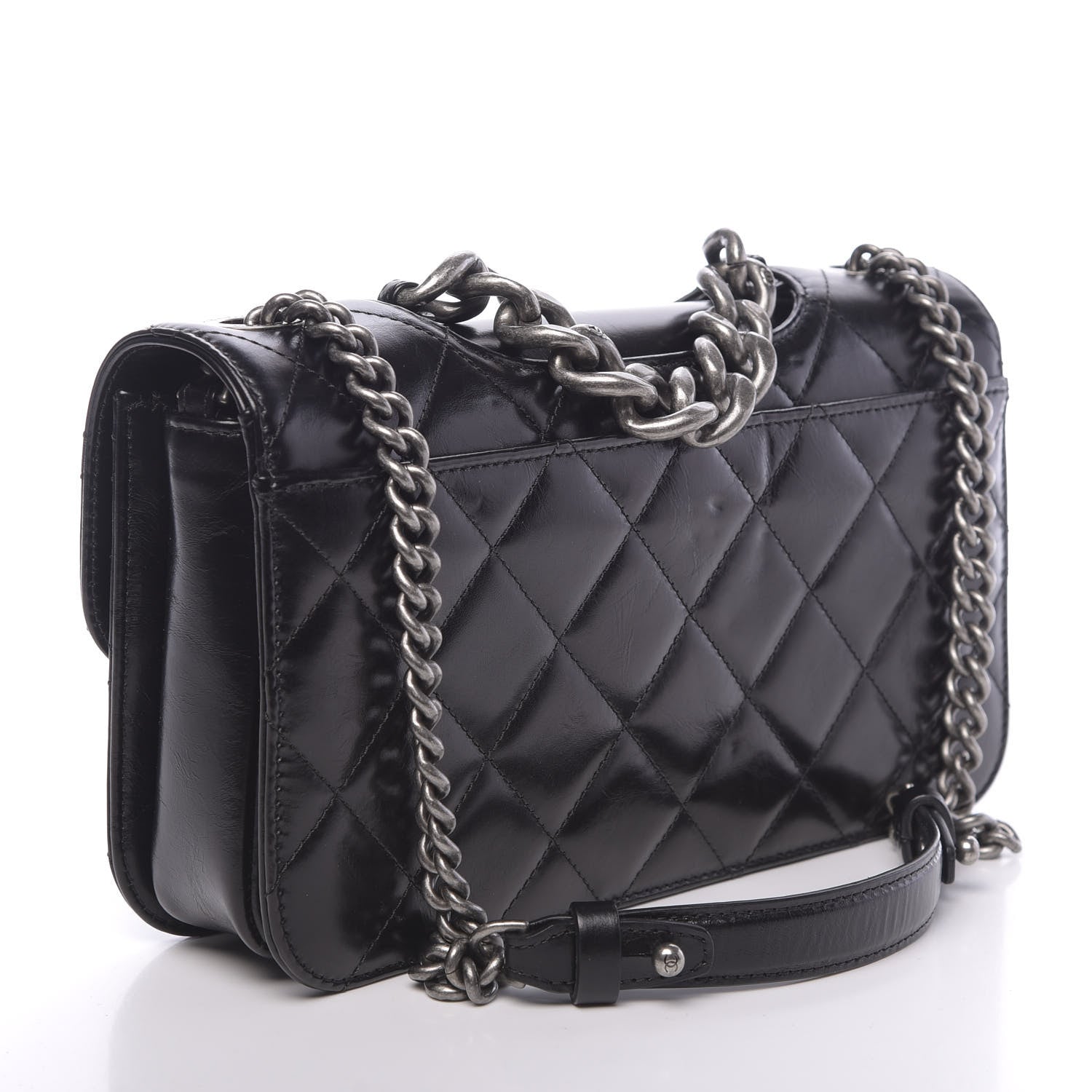 Chanel Glazed Calfskin Quilted Medium Perfect Edge Flap Black 3 of 12
