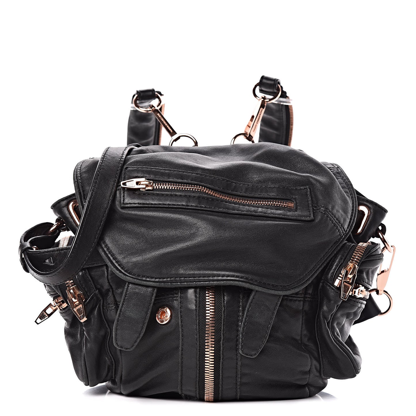 Lambskin Mini Marti Backpack Washed Black Rose Gold Hardware