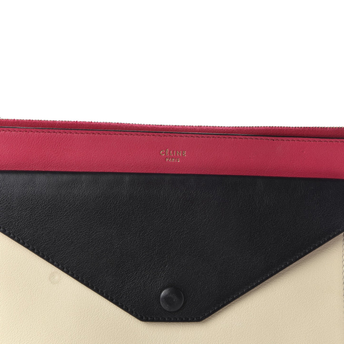 Calfskin Flap Pocket Clutch Fuchsia