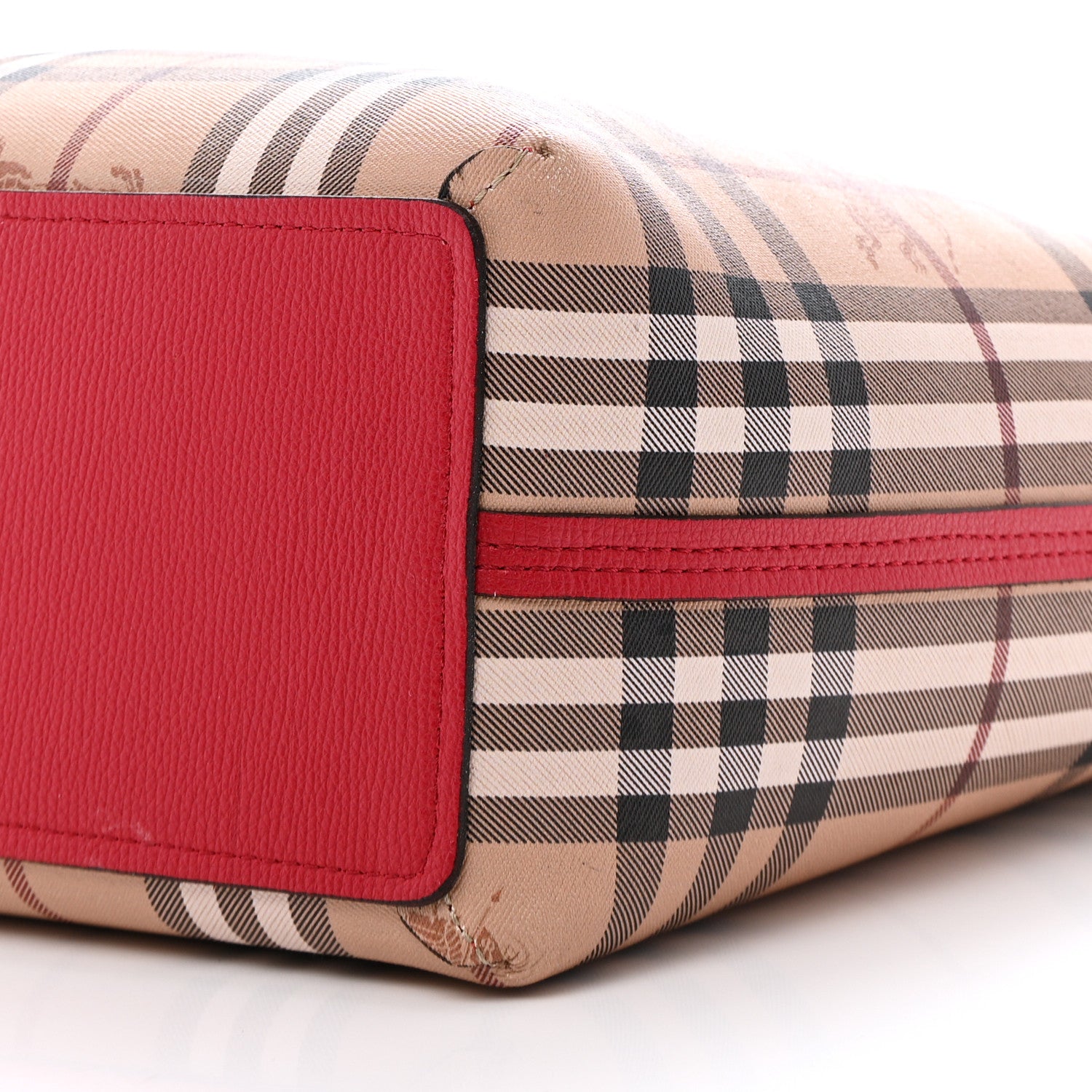 Burberry Haymarket Check Medium Reversible Tote Poppy Red 29 of 36