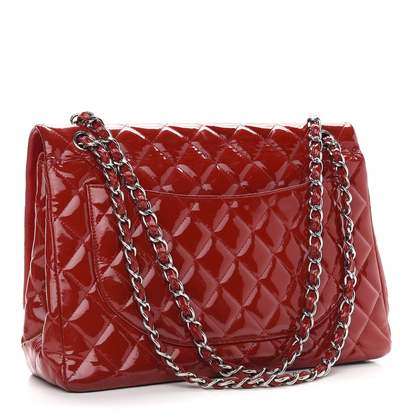 Patent Quilted Maxi Double Flap Red