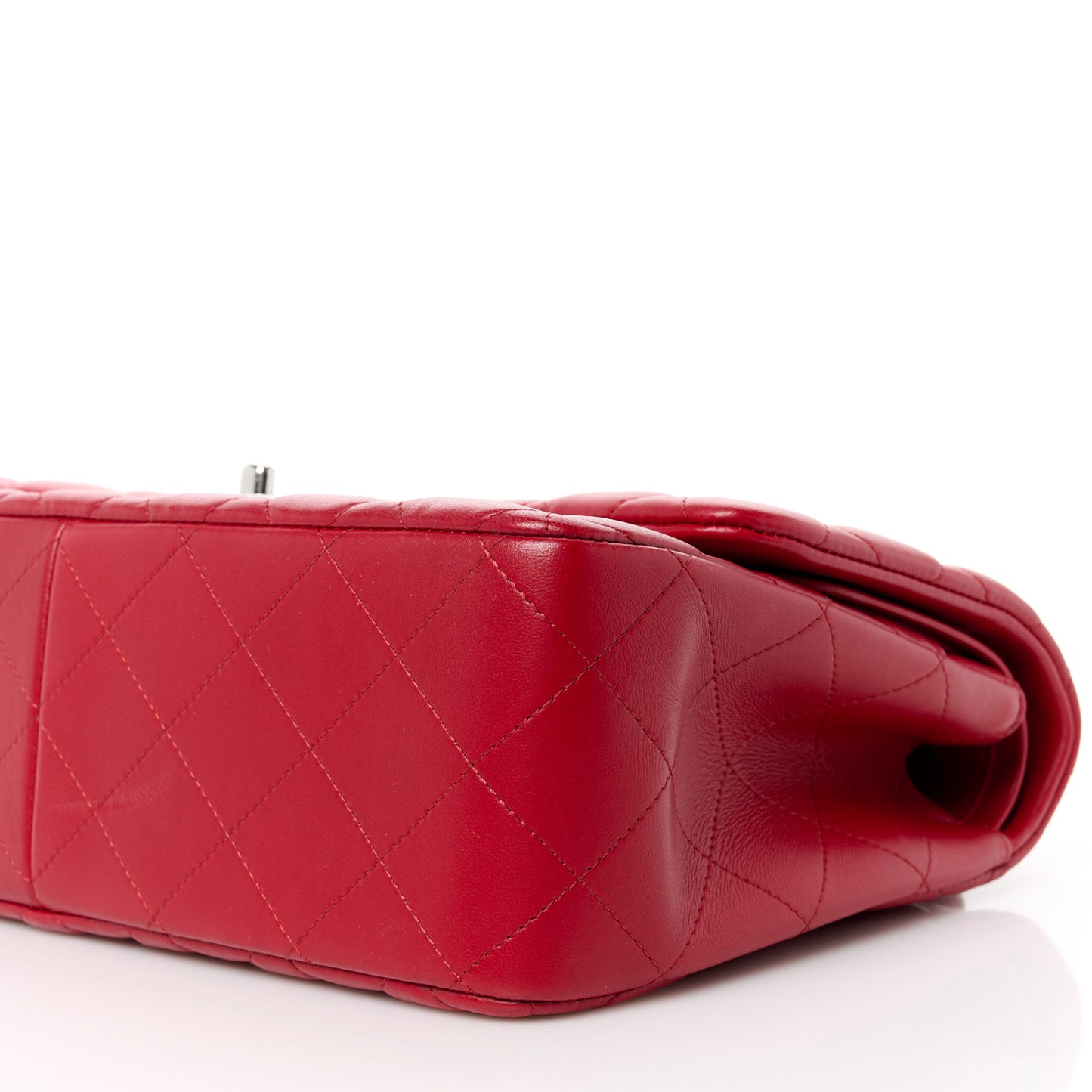 Lambskin Quilted Jumbo Double Flap Red