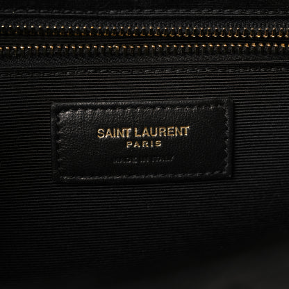 Saint Laurent Grain De Poudre Textured Mixed Matelasse Large Triquilt Monogram Satchel Black 6 of 9