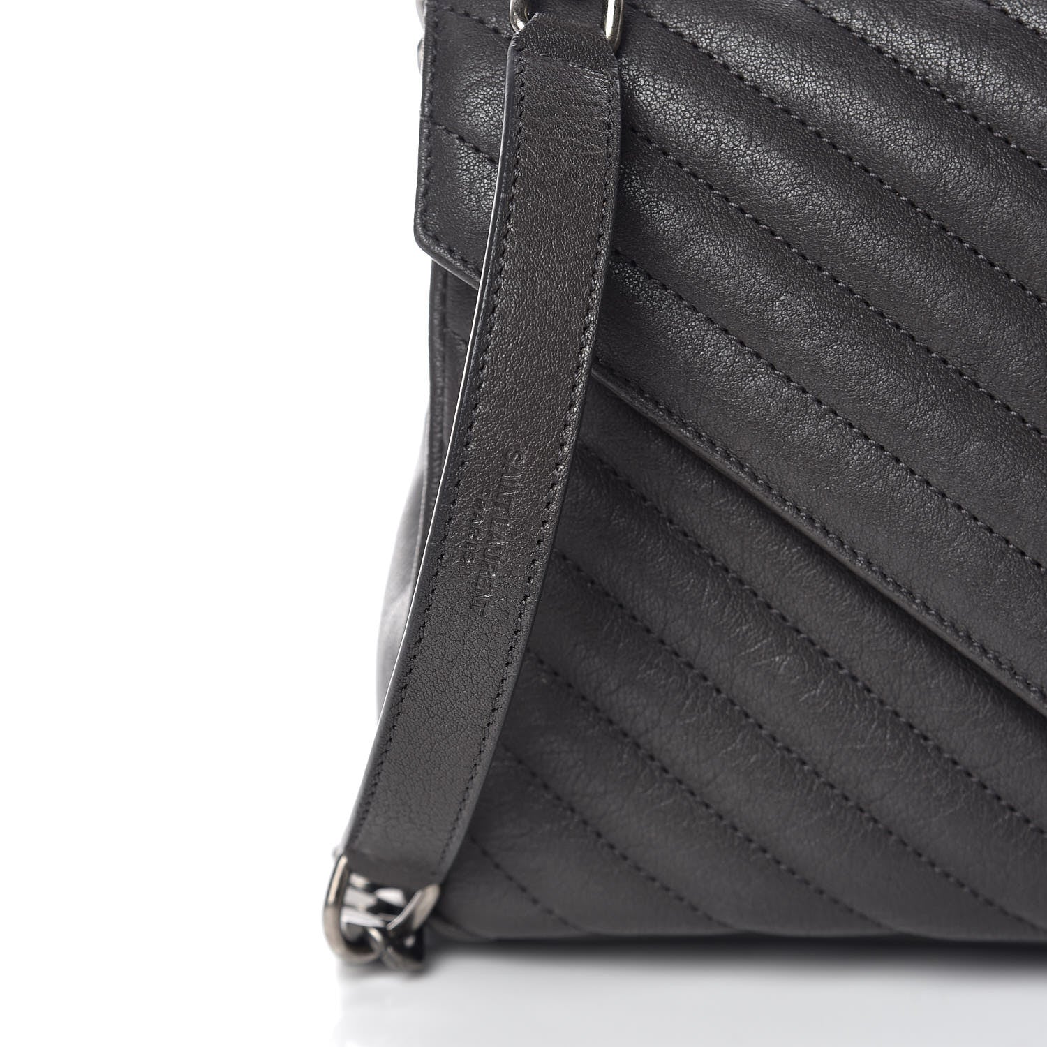 Saint Laurent Sheepskin Matelasse Chevron Monogram Medium College Bag Light Coal 8 of 10