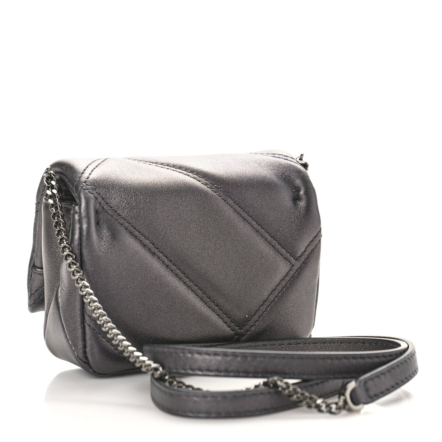 Metallic Calfskin Serpenti Cabochon Micro Bag Gray