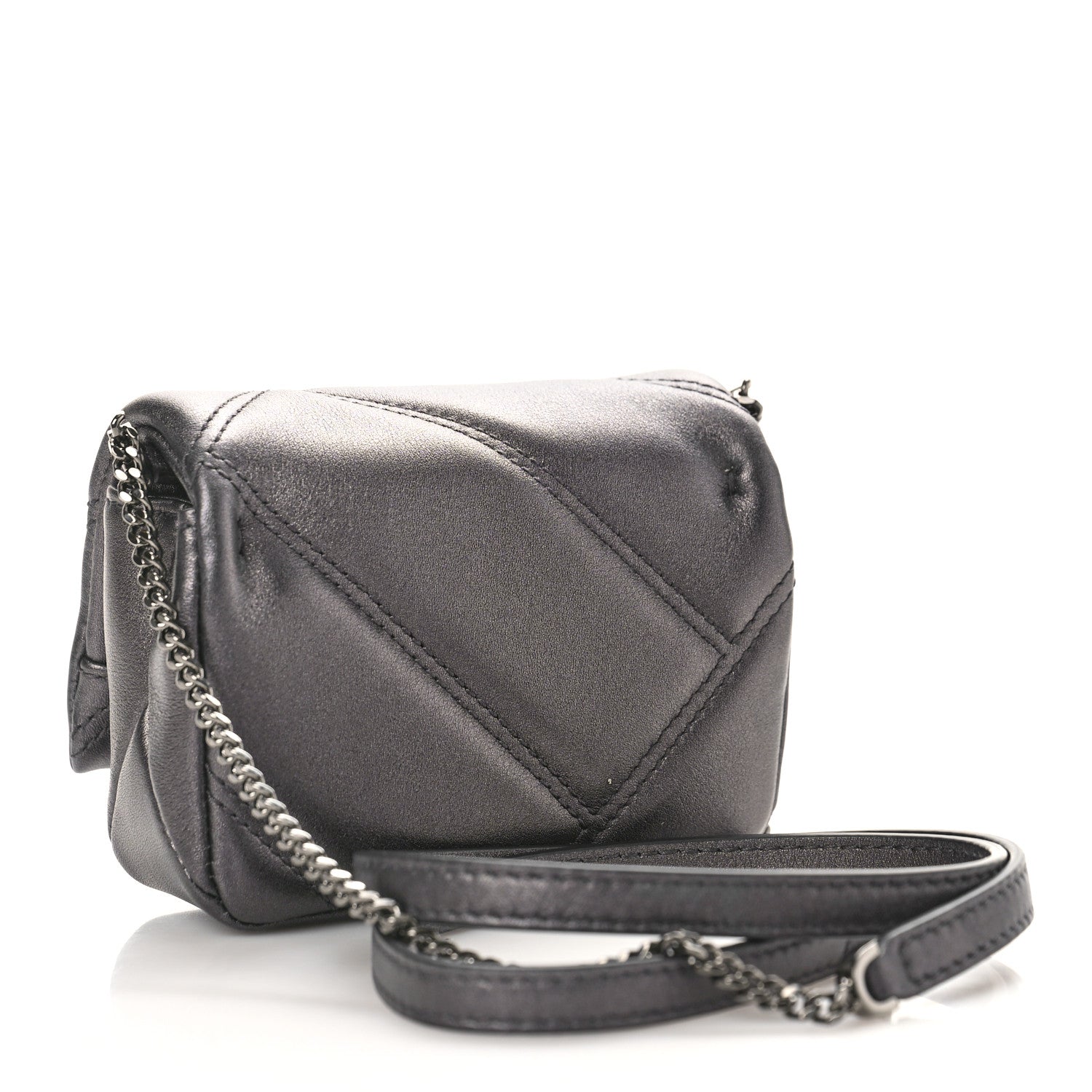 Bulgari Metallic Calfskin Serpenti Cabochon Micro Bag Gray 3 of 8