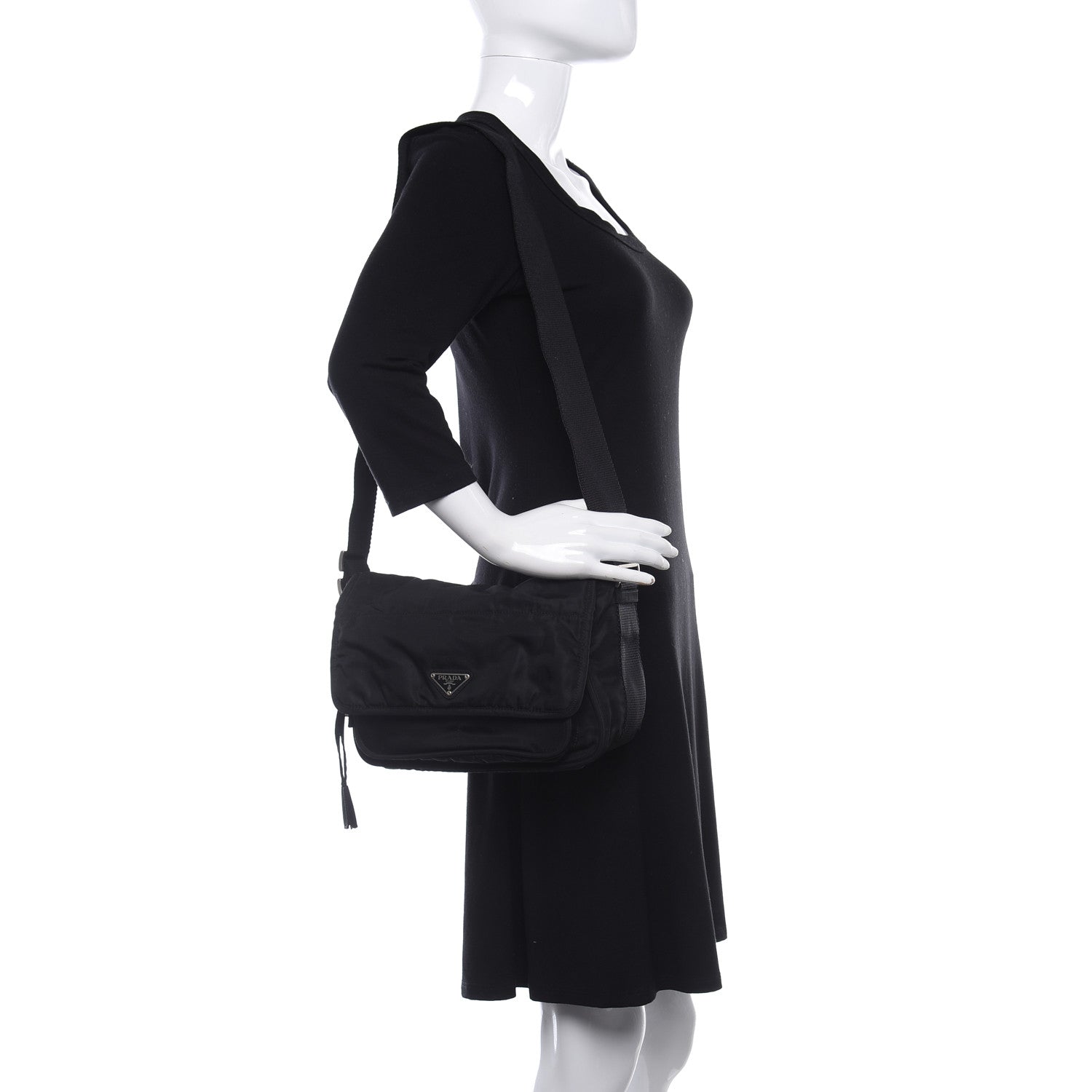 Prada Tessuto Nylon Messenger Bag Black 3 of 8