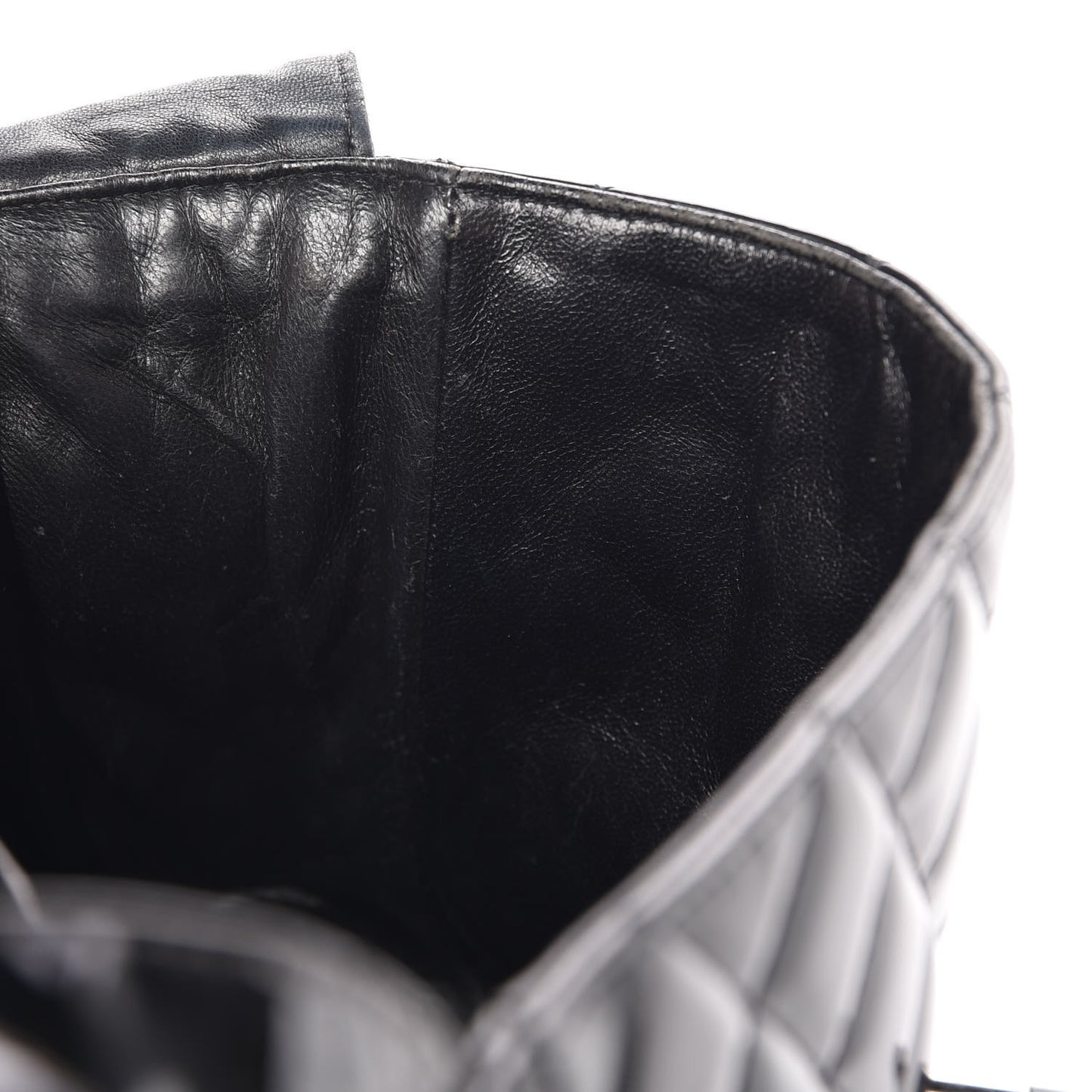 Patent Quilted Shoulder Flap Bag Black