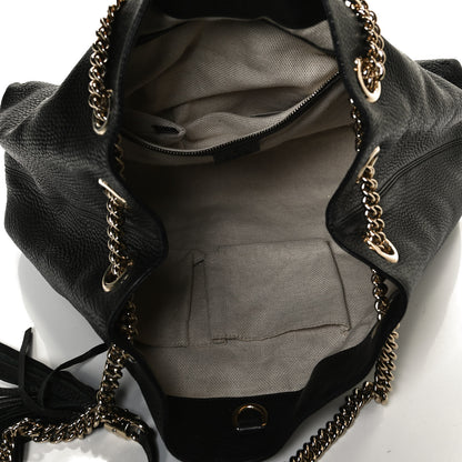 Gucci Pebbled Calfskin Medium Soho Chain Shoulder Bag Black 5 of 11