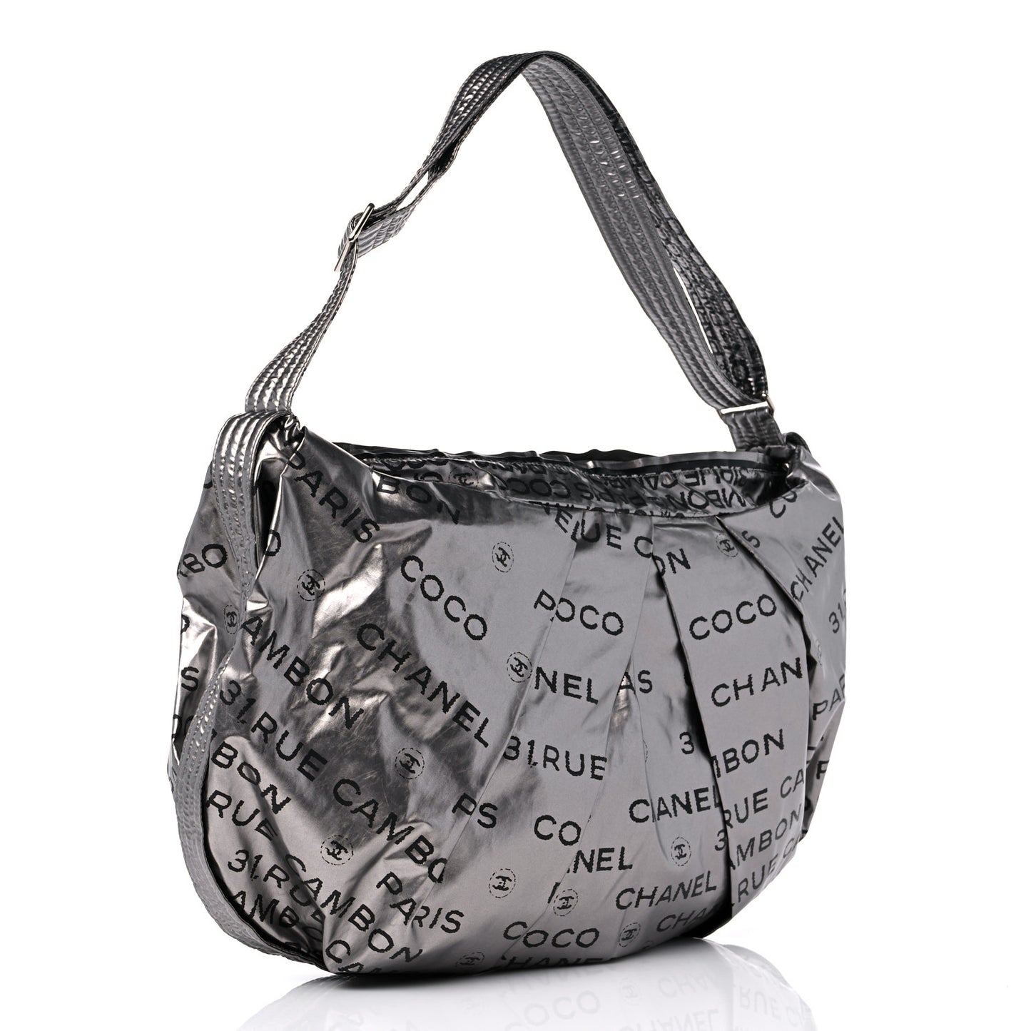 Metallic Coated Canvas Unlimited Ligne Shoulder Bag Silver