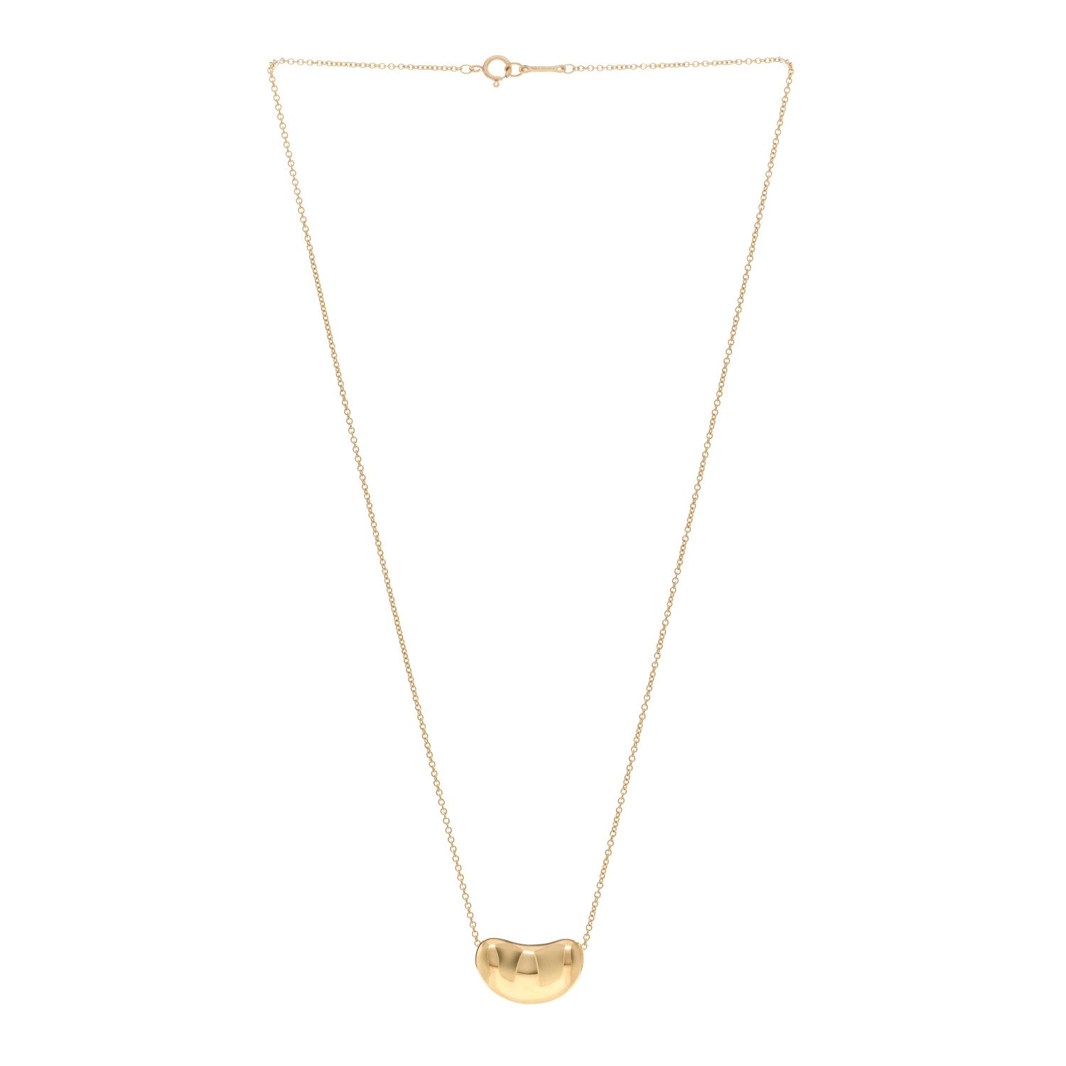 Tiffany 18K Yellow Gold 18mm Elsa Peretti Bean Pendant Necklace 3 of 4