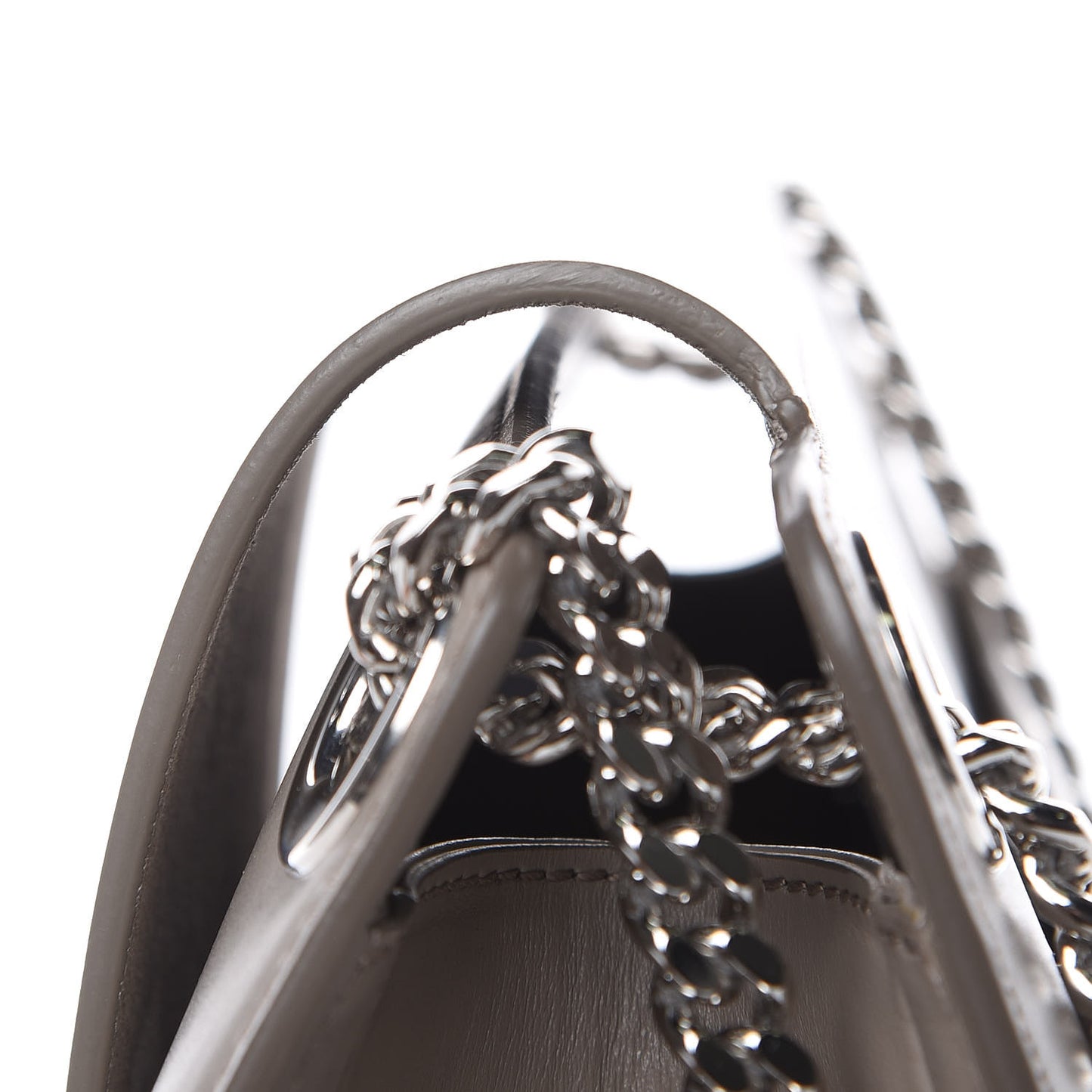 Shiny Calfskin Medium Annie Shoulder Bag Motty Grey