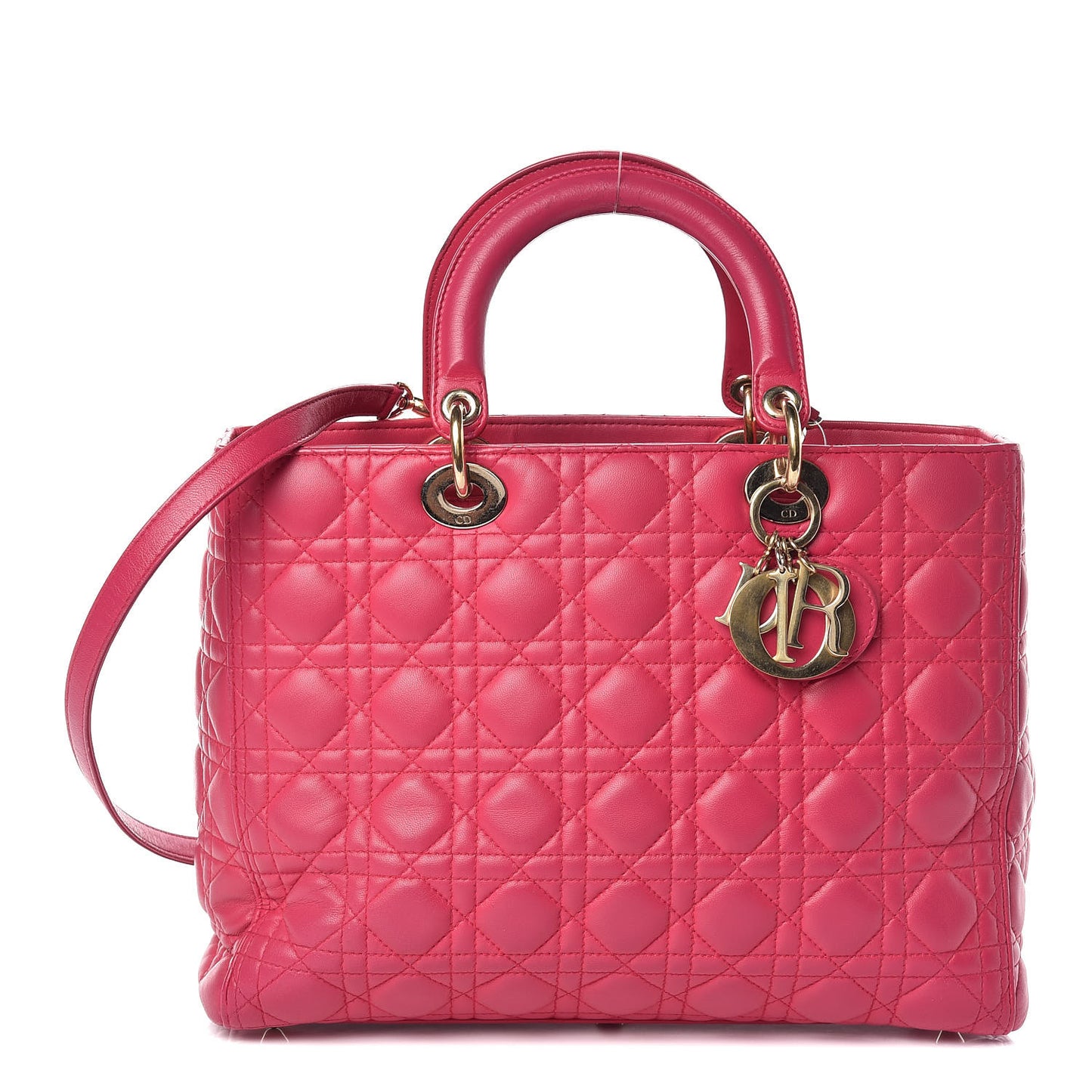Lambskin Cannage Large Lady Dior Fuchsia
