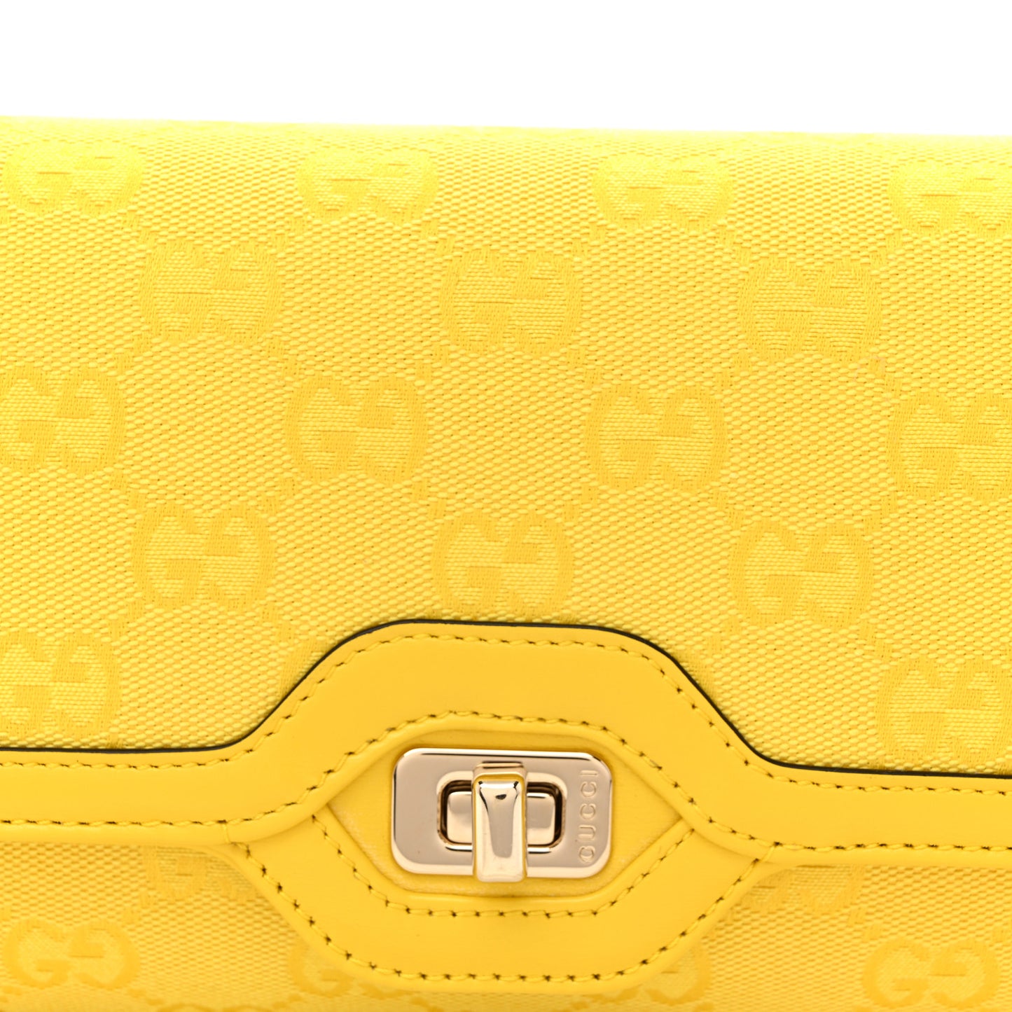 GG Monogram Textured Dollar Calfskin Small Luce Shoulder Bag Yellow