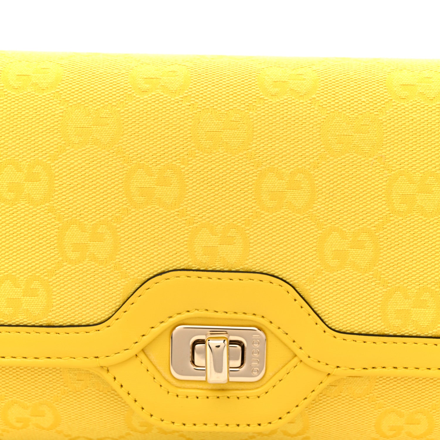Gucci GG Monogram Textured Dollar Calfskin Small Luce Shoulder Bag Yellow 8 of 10