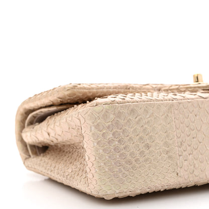 Chanel Metallic Snakeskin Medium Double Flap Light Beige 9 of 11