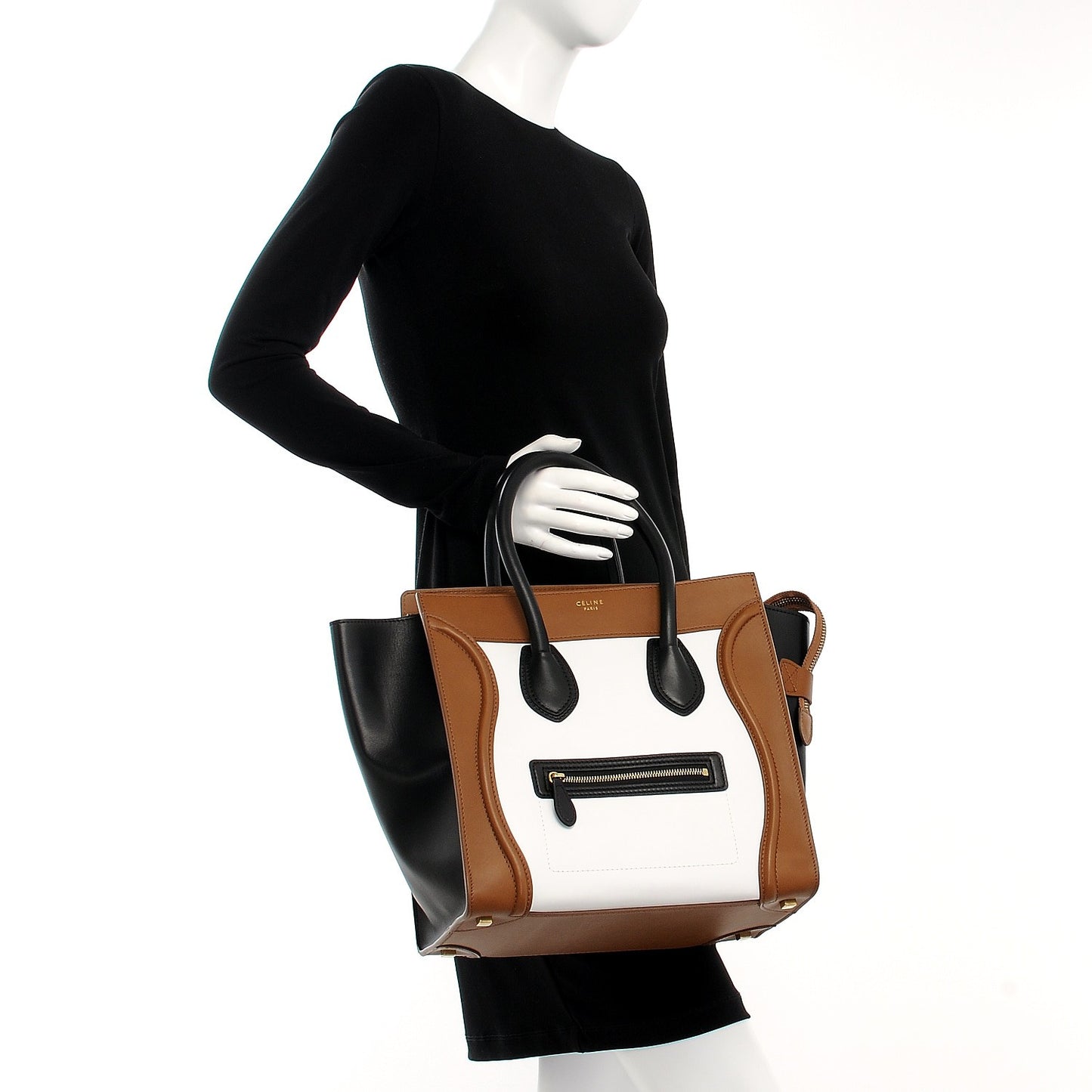 Smooth Calfskin Mini Tri-Color Luggage Brown
