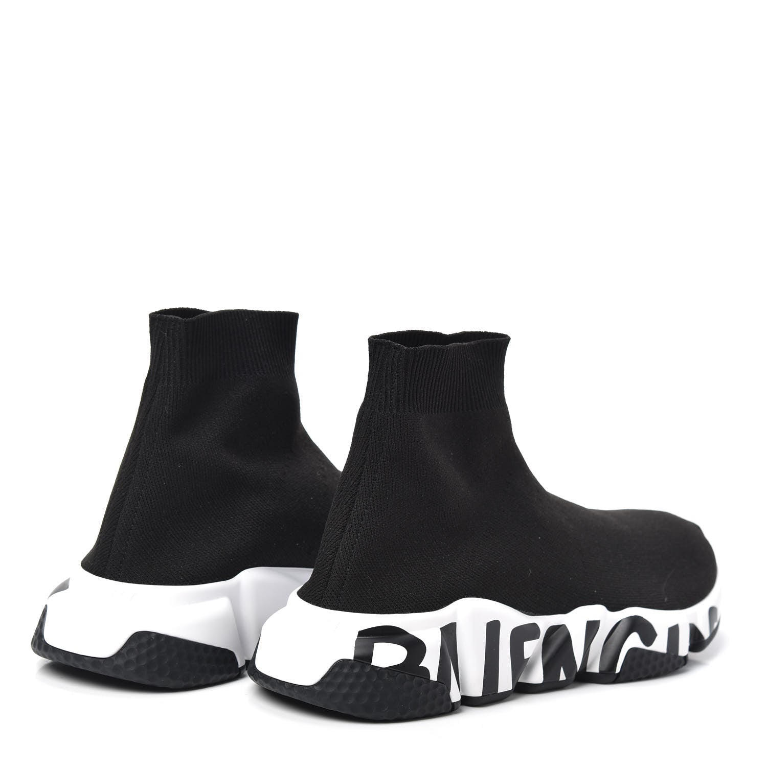 Balenciaga Neoprene Knit Womens Speed Graffiti Sneakers 38 Black White 4 of 6