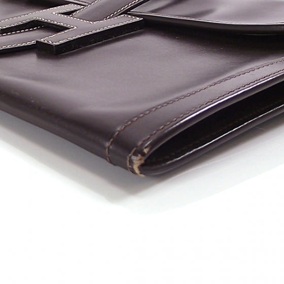 Hermes Vintage Leather Jige Portfolio Clutch Brown 5 of 10