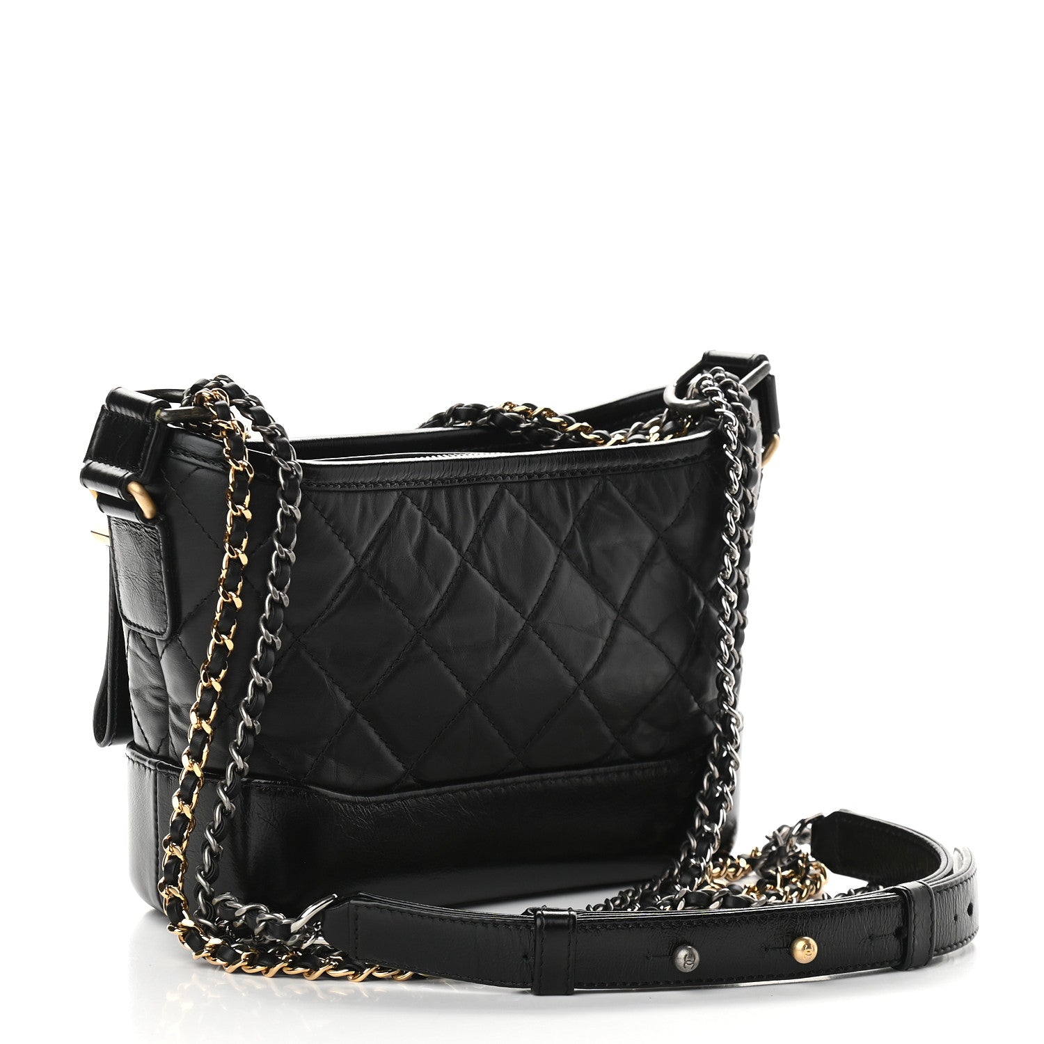 Chanel Aged Calfskin Quilted Small Gabrielle Hobo Black 3 of 9