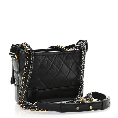 Chanel Aged Calfskin Quilted Small Gabrielle Hobo Black 3 of 9