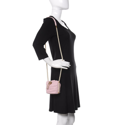 Chanel Calfskin Quilted Pearl Mini About Pearls Drawstring Bucket Light Pink 2 of 11