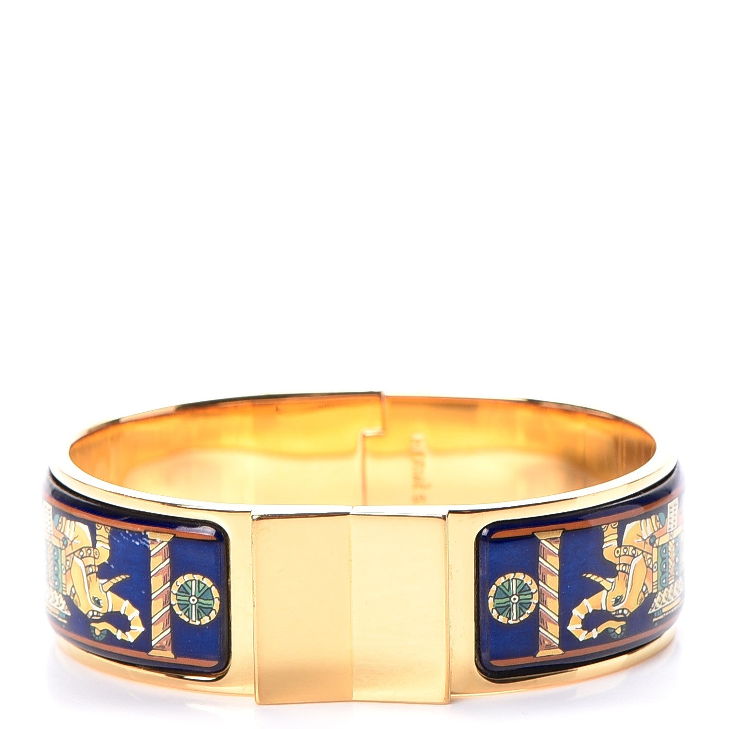 Hermes Enamel Printed Clic Clac Torana Elephants Wide Bracelet 65 1 of 7