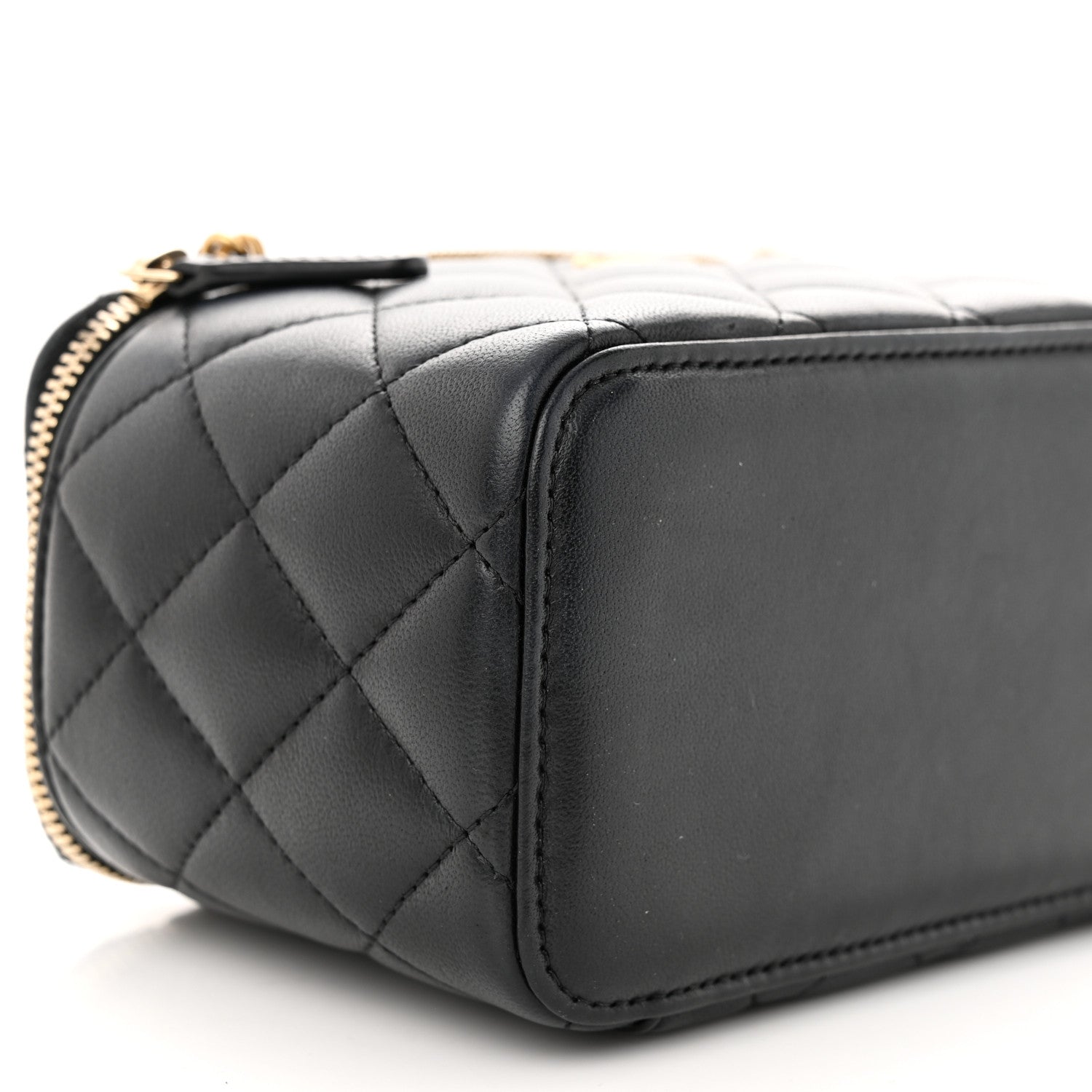 Chanel Lambskin Quilted Pearl Crush Small Vanity Case With Chain Black 9 of 10