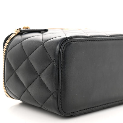 Chanel Lambskin Quilted Pearl Crush Small Vanity Case With Chain Black 9 of 10