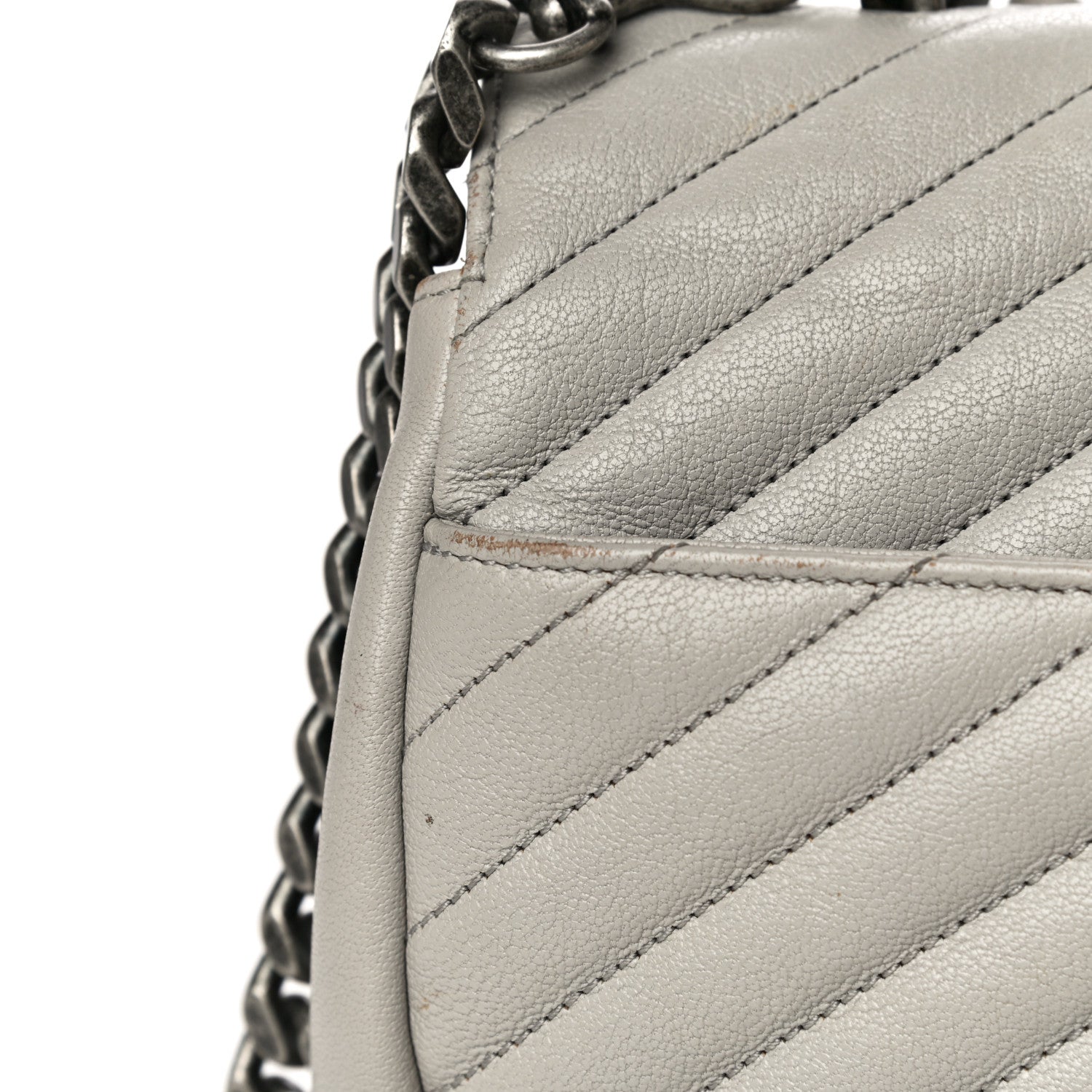 Saint Laurent Sheepskin Matelasse Large Monogram College Satchel Light Grey 24 of 31