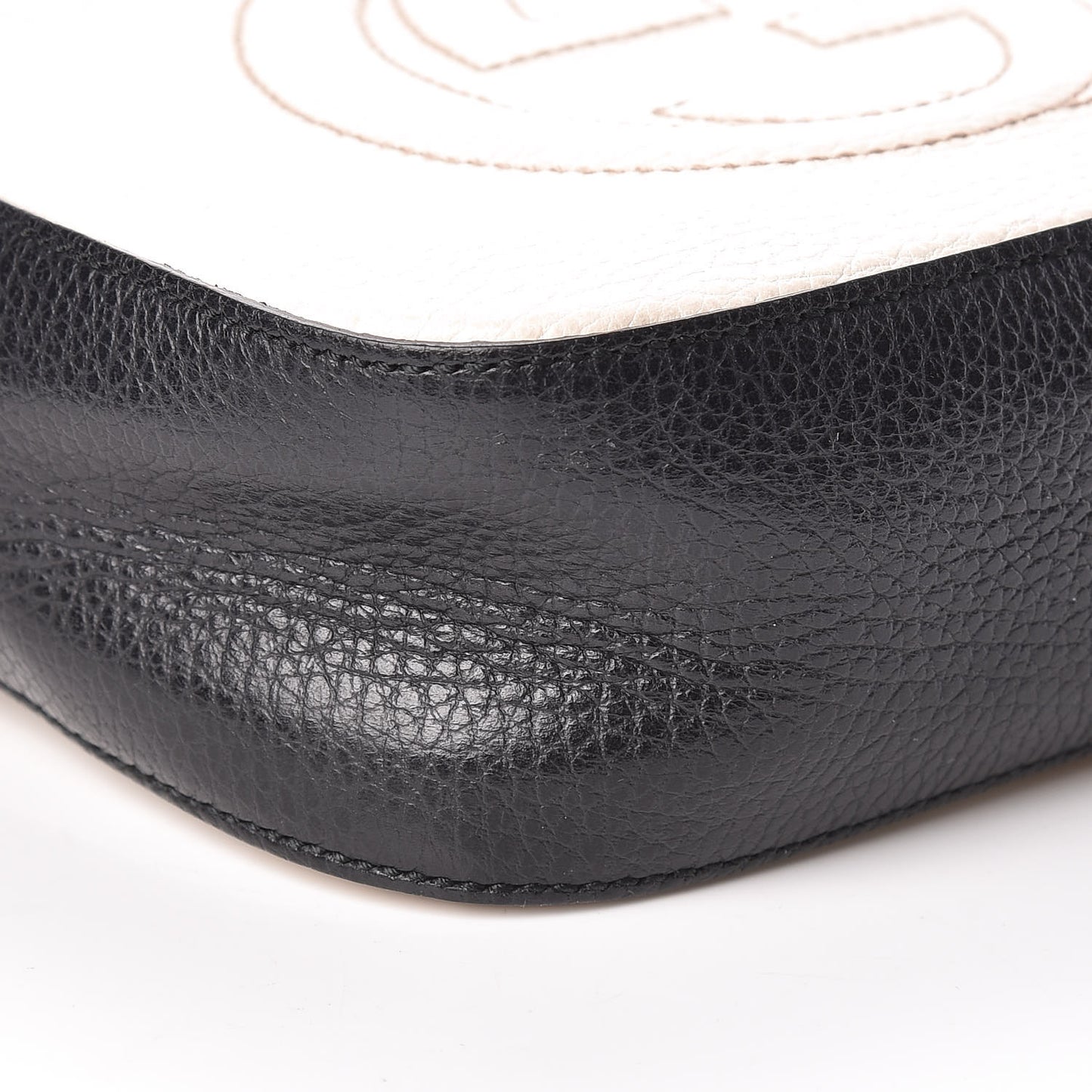 Dollar Calfskin Bi-Color Small Soho Disco Bag Mystic White Black