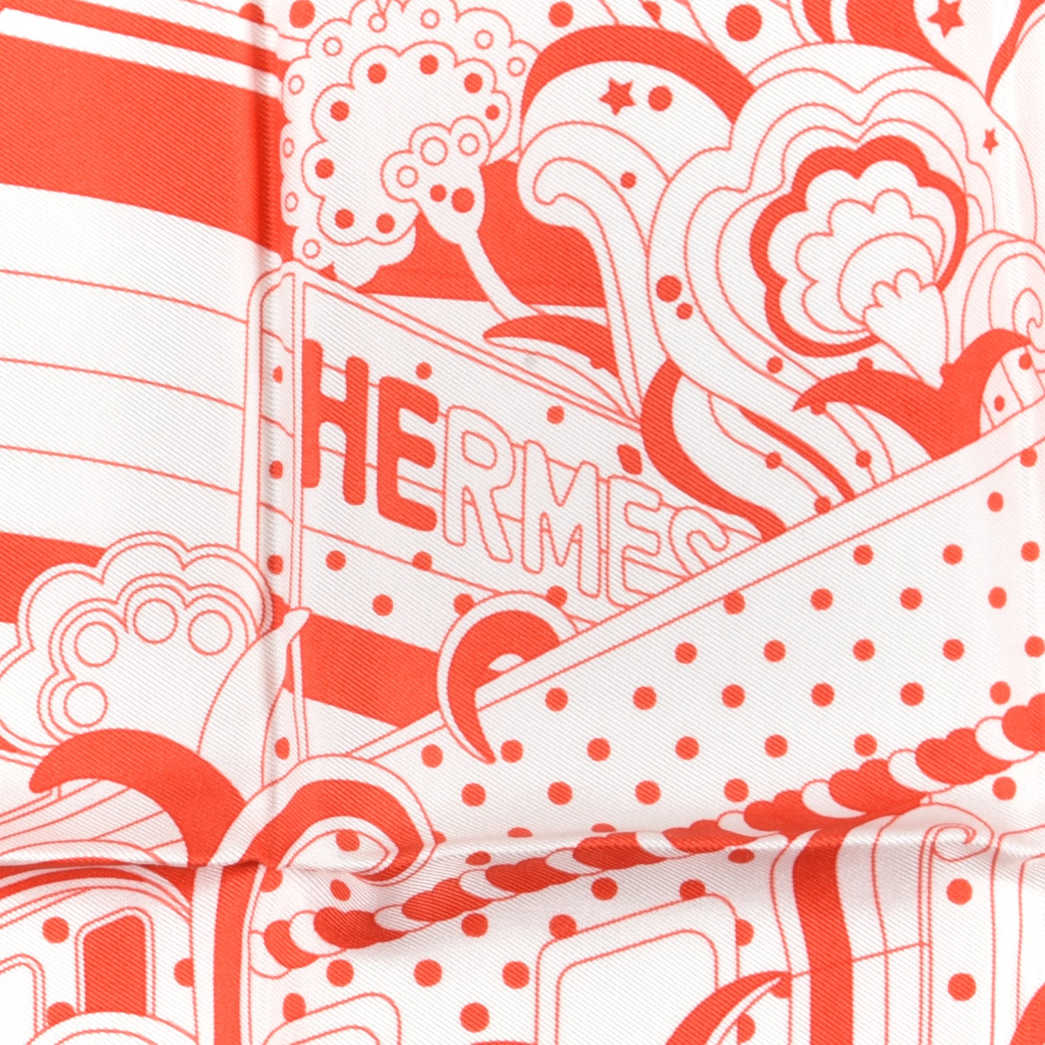 Hermes Silk Twill Faubourg Rainbow Square 45 White Rouge Rose Vif 3 of 5