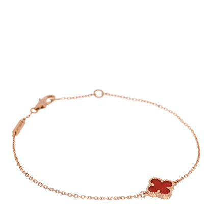 Van Cleef & Arpels 18K Rose Gold Carnelian Sweet Alhambra Bracelet 1 of 4