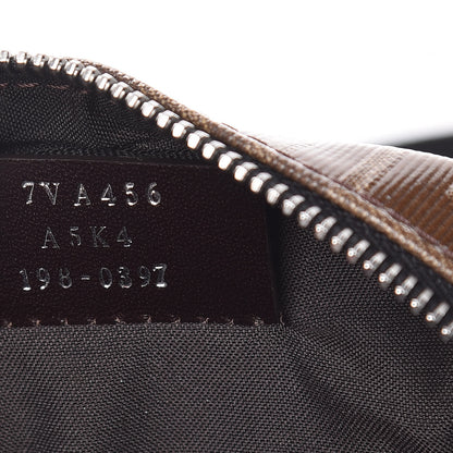 Fendi Glazed Fabric Vitello Century FF 1974 Stamp Patch Small Crossbody Messenger Mogano Panna Black 7 of 9