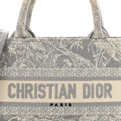 Christian Dior Canvas Embroidered Toile De Jouy Reverse Mini Book Tote With Strap Grey 8 of 14