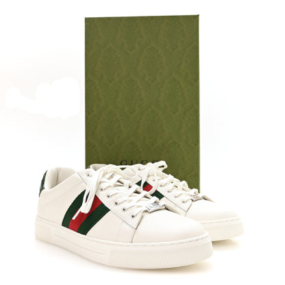 Gucci Calfskin Crocodile Web Mens Ace Sneakers 8.5 White Green 9 of 9