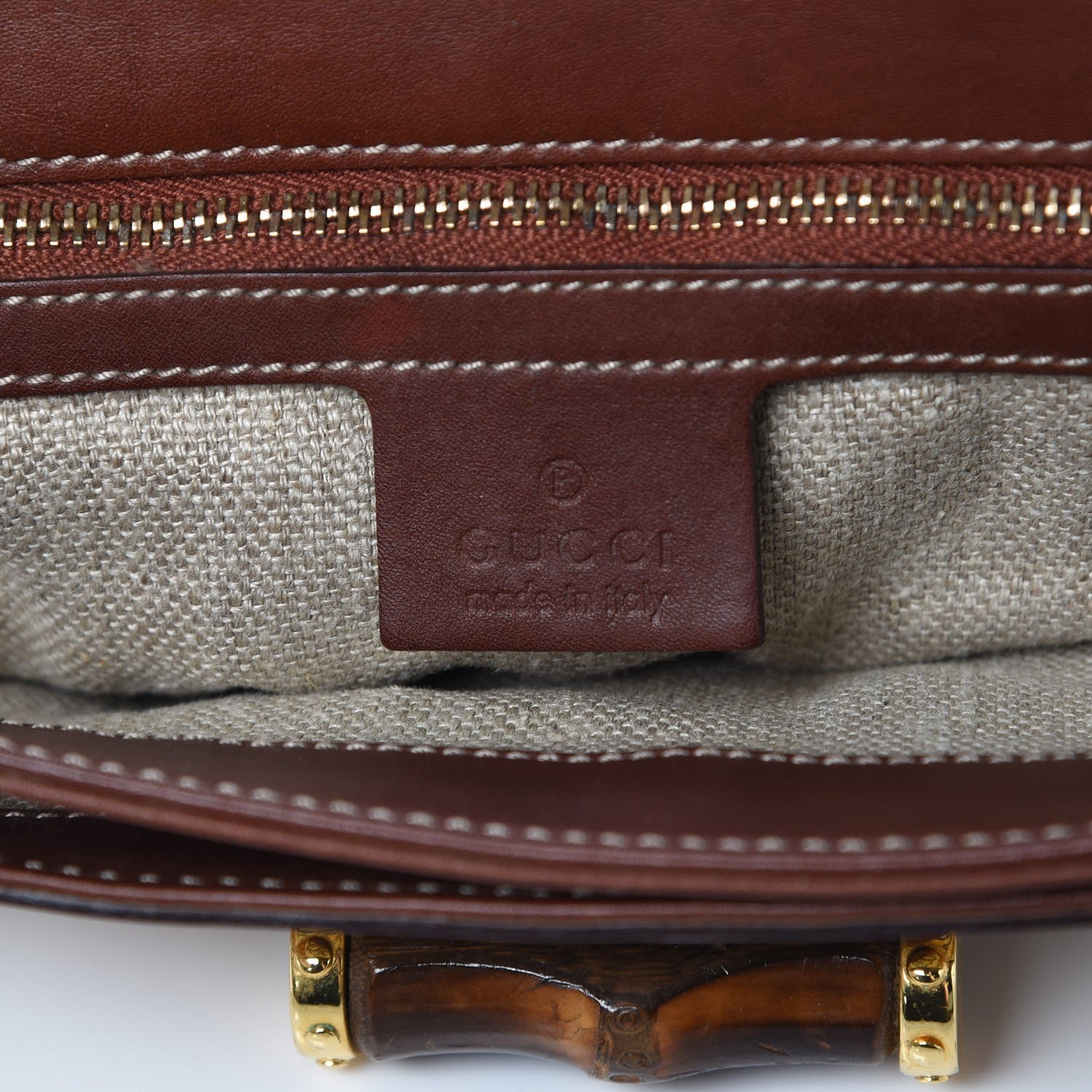 Gucci Canvas Pigna Print Peggy Bamboo Top Handle Bag Brown 7 of 17
