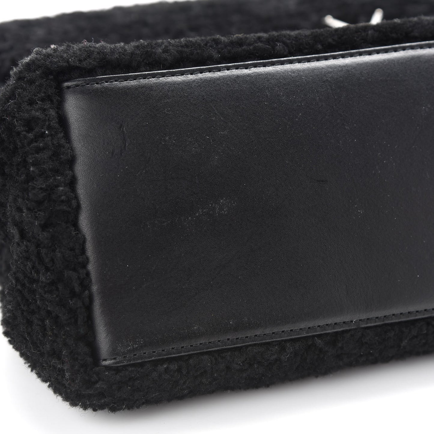 Shearling Monogram Medium Loulou Shoulder Bag Black