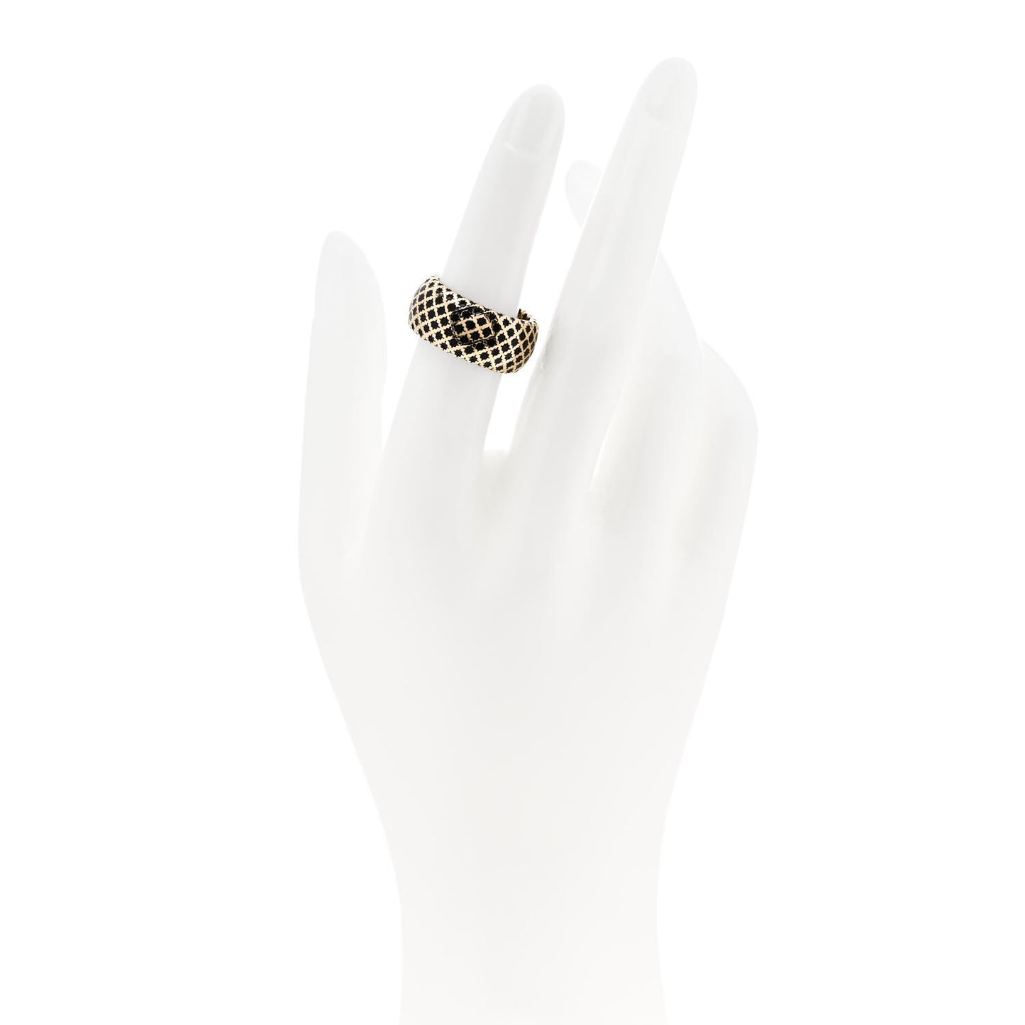 18K Yellow Gold Enamel Diamantissima Ring 53 6.25 Black