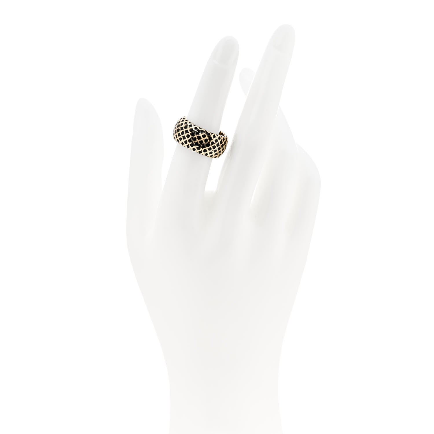 Gucci 18K Yellow Gold Enamel Diamantissima Ring 53 6.25 Black 2 of 6