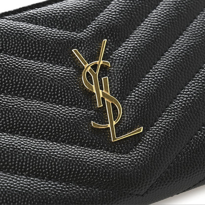 Saint Laurent Grain De Poudre Matelasse Chevron Monogram Zipped Two-Part Wallet Black 8 of 8