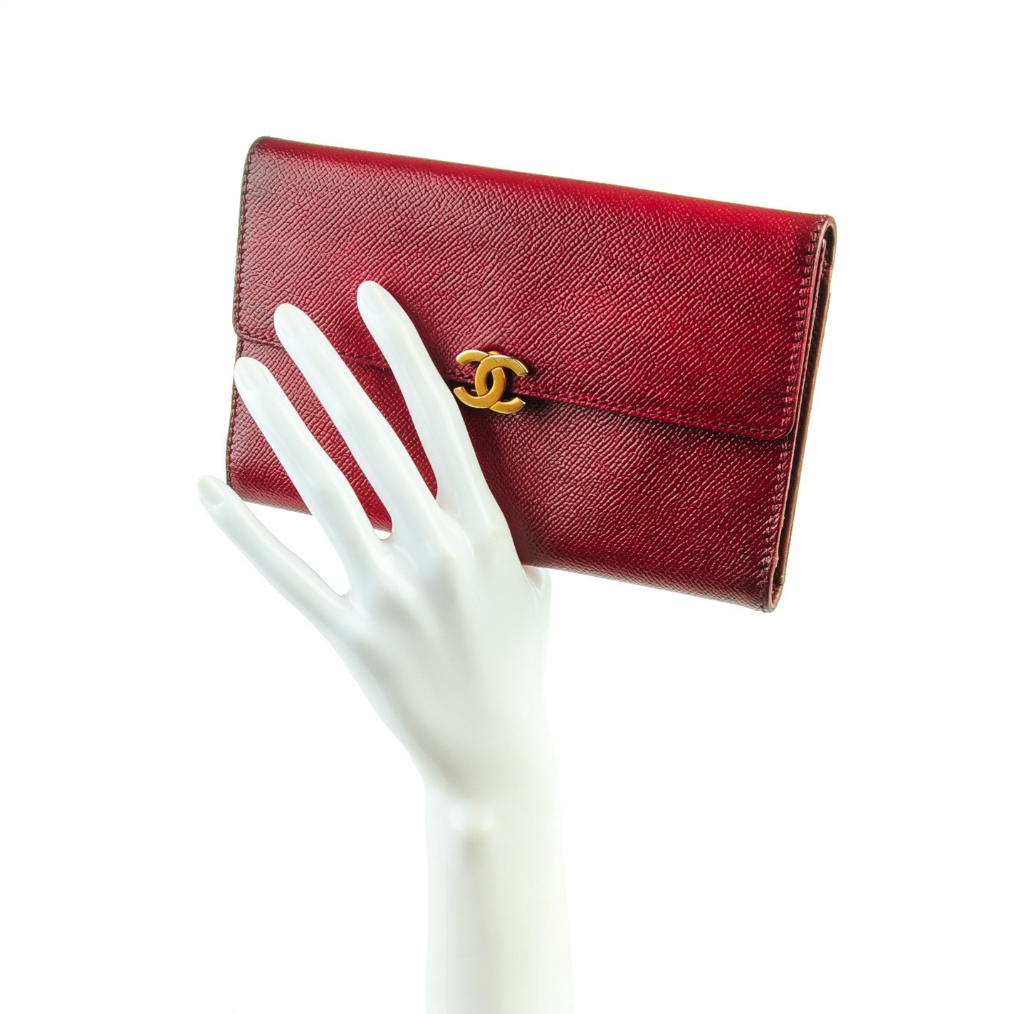 Chanel Grained Calfskin CC Flap Wallet Red 2 of 14