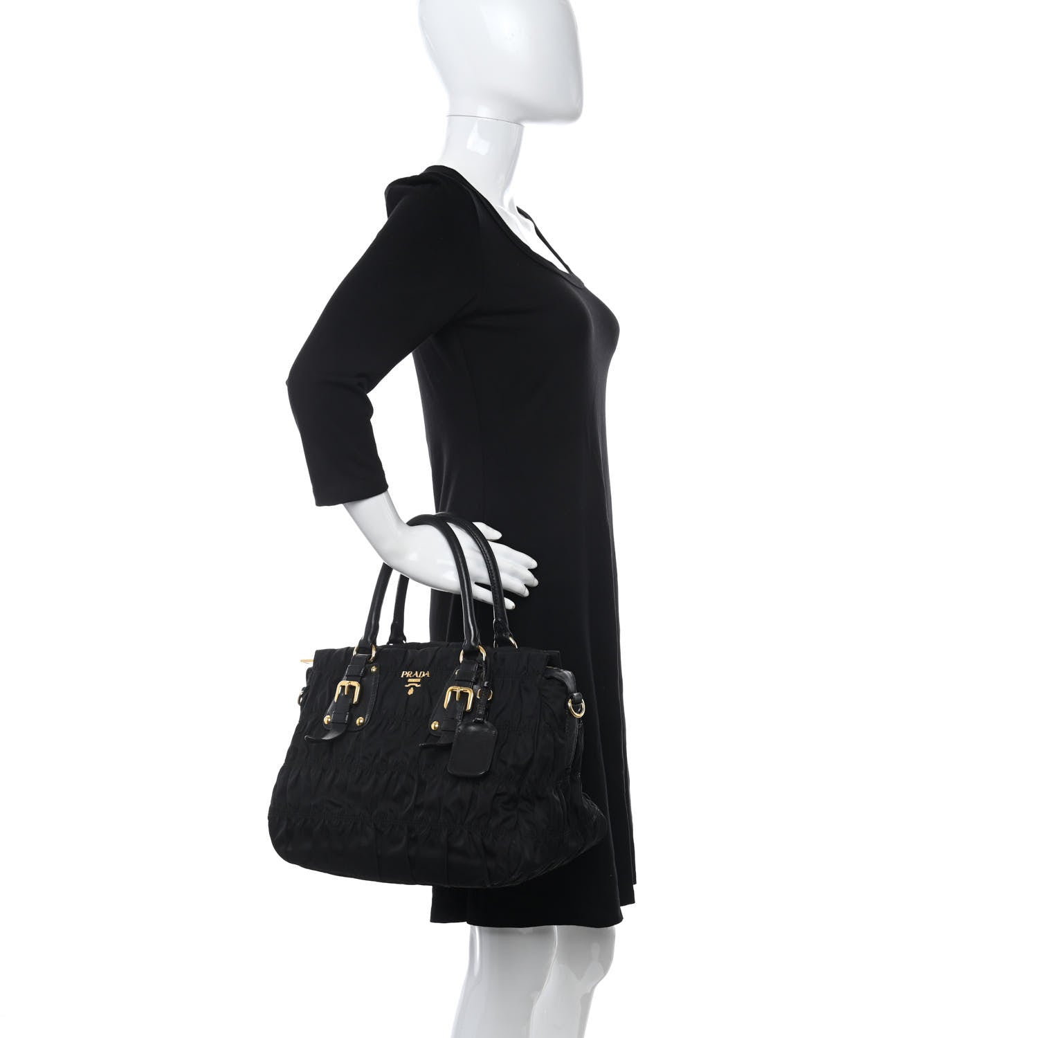 Prada Tessuto Nylon Gaufre Tote Black 2 of 14