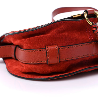 Chloe Suede Calfskin Braided Mini Marcie Round Crossbody Bag Red 7 of 11