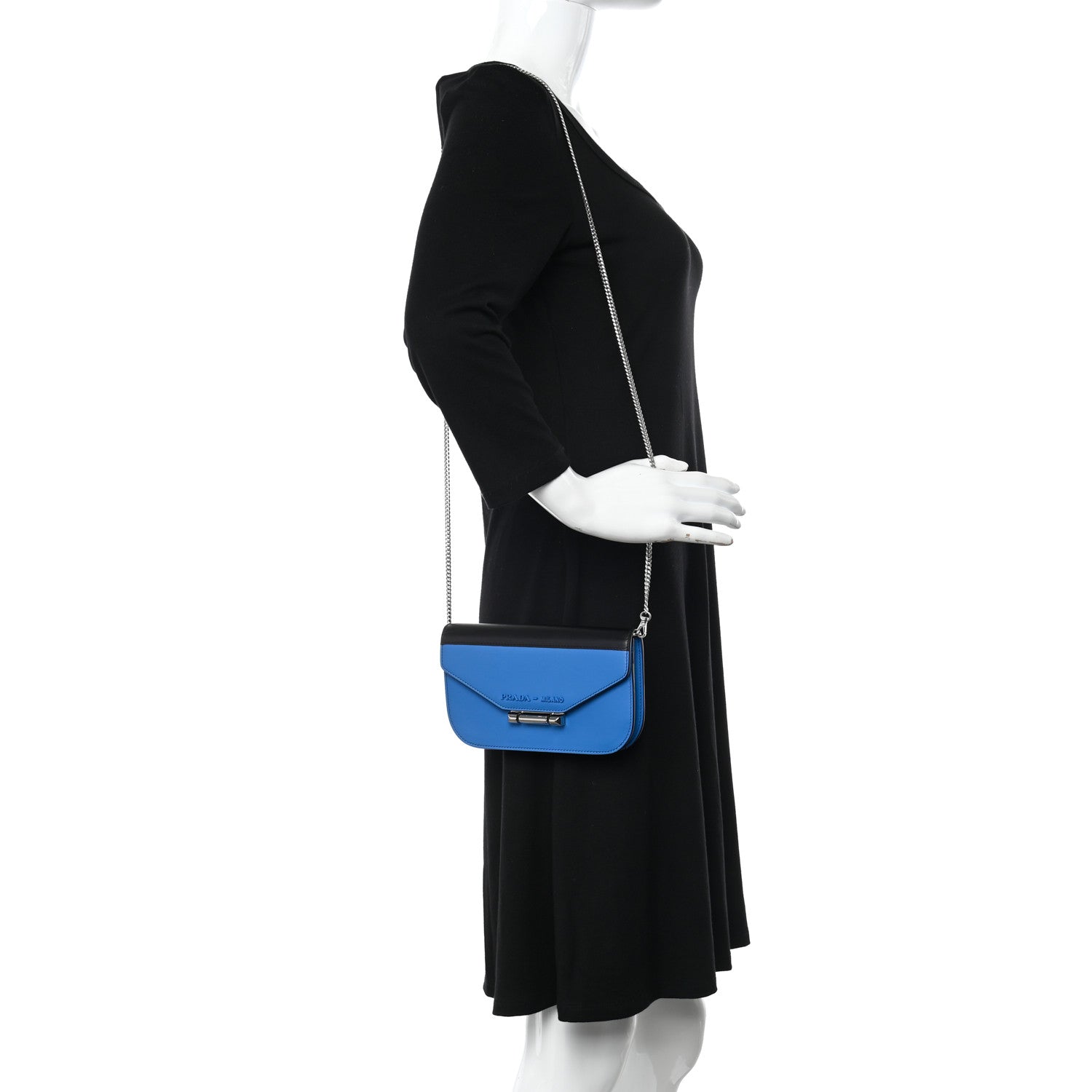 Prada City Calf Sybille Monochrome Crossbody Bag Marea Black 2 of 12