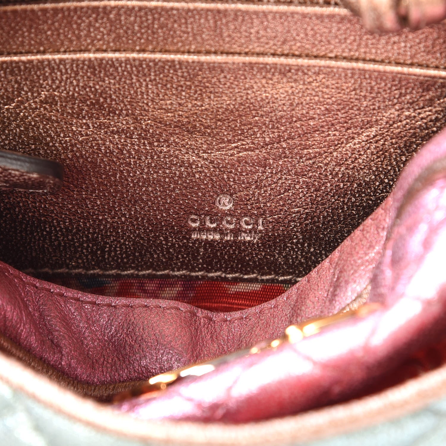 Gucci Laminated Nappa Trapuntata Mini Zumi Dome Shoulder Bag Rosa Lago Rame 9 of 12