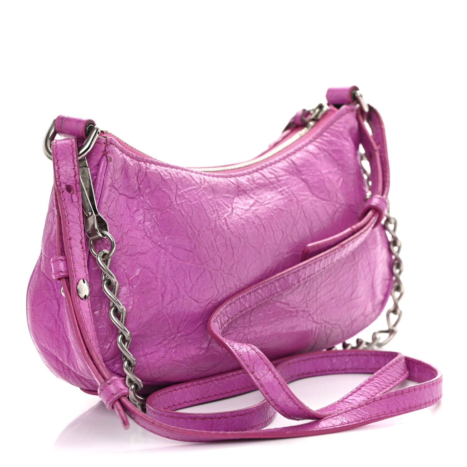 Balenciaga Agneau Arena Le Cagole Mini Purse With Chain Lipstick