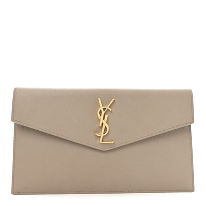 Saint Laurent Grain De Poudre Uptown Pouch Dark Beige 1 of 7