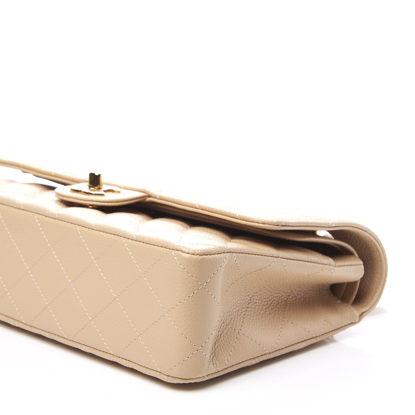 Caviar Quilted Medium Double Flap Beige Clair