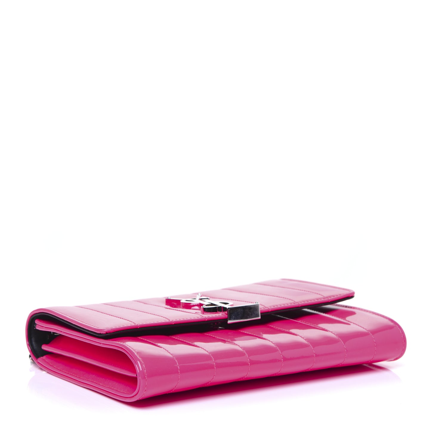 Patent Calfskin Matelasse Monogram Vicky Chain Wallet Pink